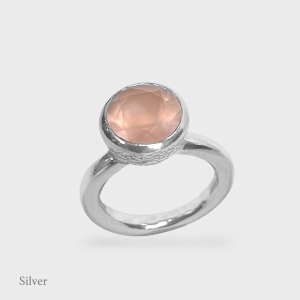 Behrianna Cocktail Ring - 10mm Rose Quartz - Silver