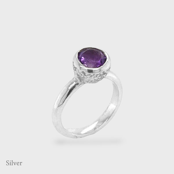 Behrianna Cocktail Ring - 7.5 mm - Amethyst- Silver