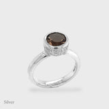 Behrianna Cocktail Ring - 7.5 mm - Smoky Quartz - Silver