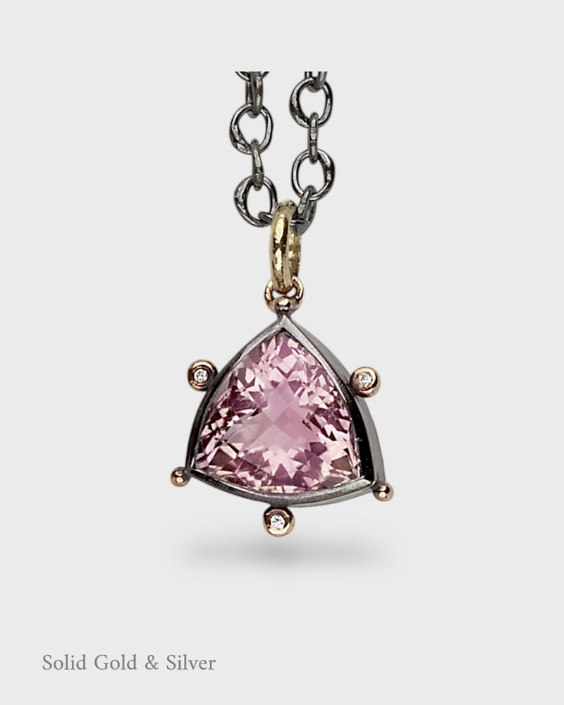 Daphne Pendant - 18ct Solid Gold & Black Silver - Ametrine & Diamonds - Simonetta's Jewels Reimagined