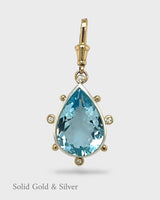 Sandra Pendant - 18ct Solid Gold & Black Silver - Blue & Diamonds - Simonetta's Jewels Reimagined