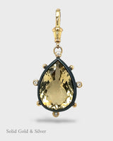 Sandra Pendant - 18ct Solid Gold & Black Silver - Citrine & Diamonds - Simonetta's Jewels Reimagined