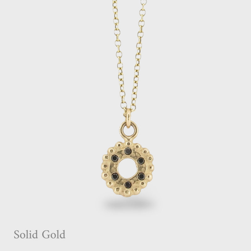 Dianthe Pendant - Black Diamonds - Solid Gold