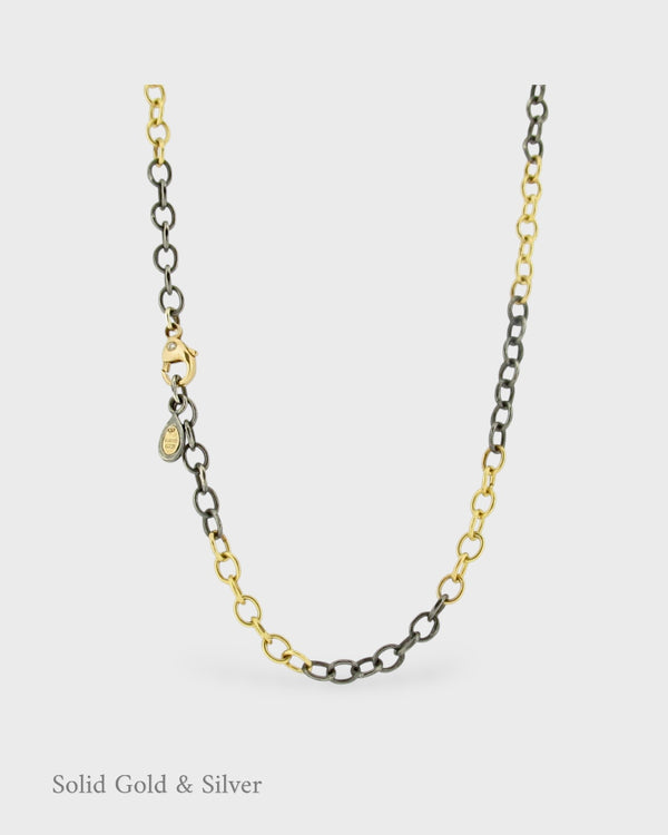 Florentine Handmade Chain - 18ct Solid Gold & Black Silver