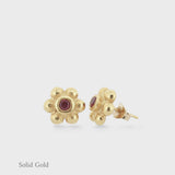 Grace Stud Earrings - Ruby - Solid Gold