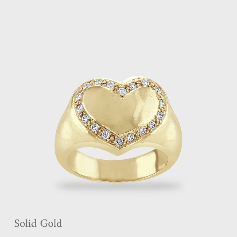 Harmony Sculptural Heart Ring - Pavé Diamond - Solid Gold