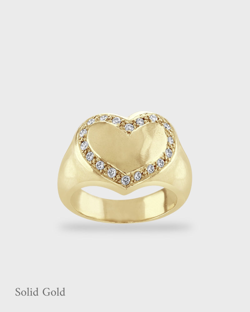 Harmony Sculptural Heart Ring - Pavé Diamond - Solid Gold