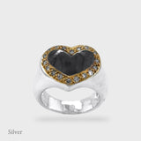 Harmony Sculptural Heart Ring - Pavé Diamond - Black & Gold