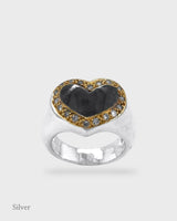 Harmony Sculptural Heart Ring - Pavé Diamond - Black & Gold Vermeil