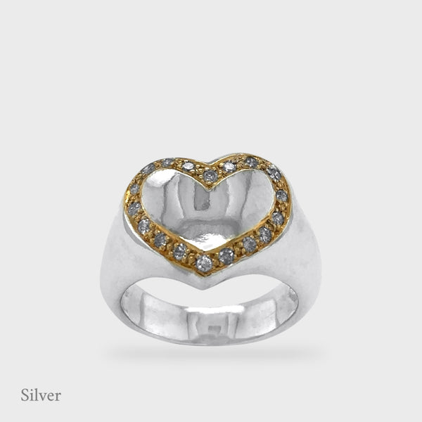 Harmony Sculptural Heart Ring - Pavé Diamond