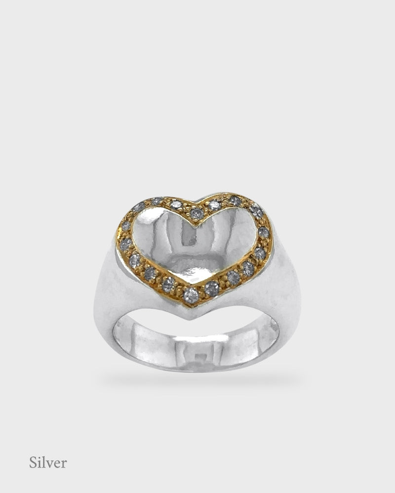 Harmony Sculptural Heart Ring - Pavé Diamond