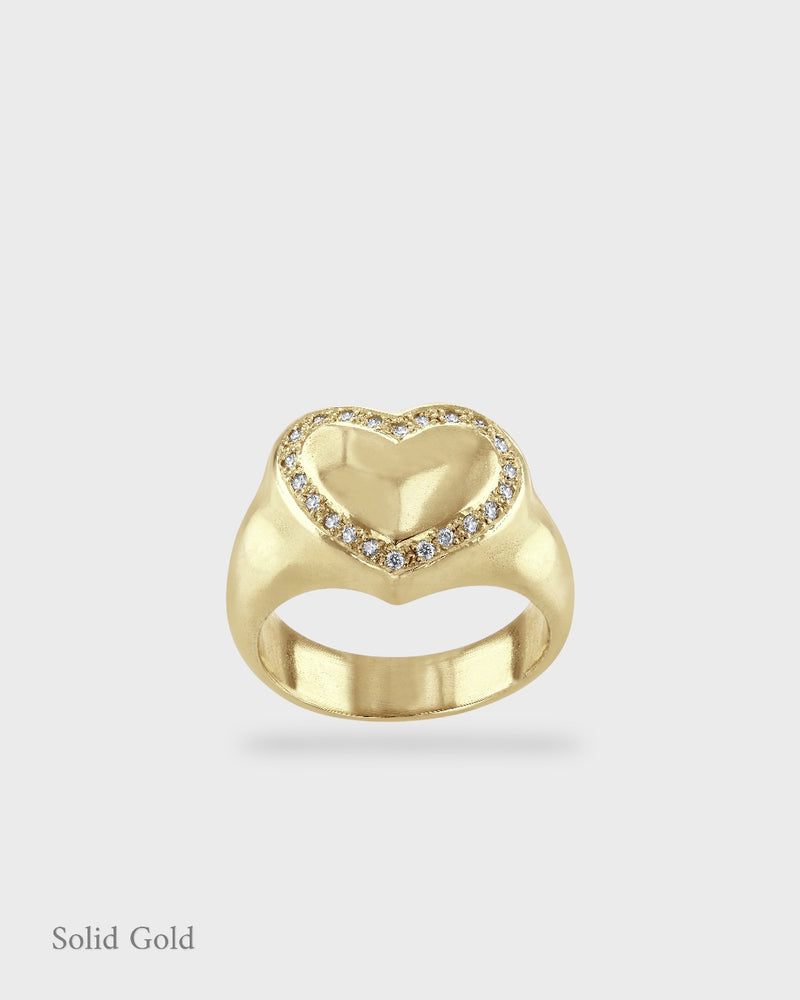 Harmony Sculptural Heart Ring - Small - Pavé Diamond - Solid Gold