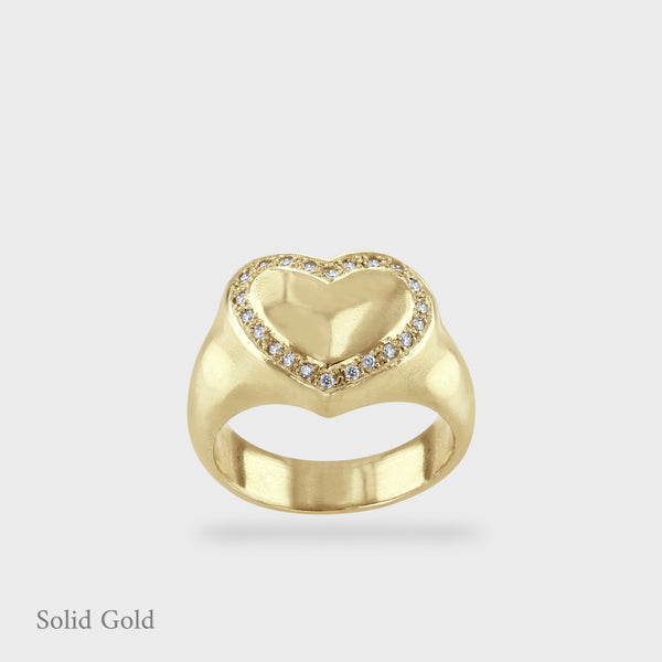 Harmony Sculptural Heart Ring - Small - Pavé Diamond - Solid Gold