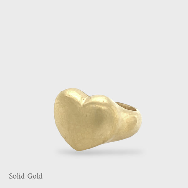 Harmony Sculptural Heart Signet Ring - Gold