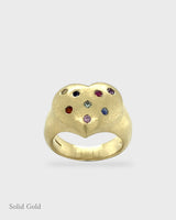 Rainbow - Harmony Sculptural Heart Ring - Solid Gold