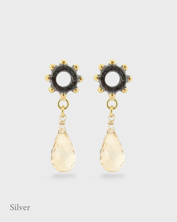 The Jo Good Casia Drop Earrings - Citrine - Black & Gold