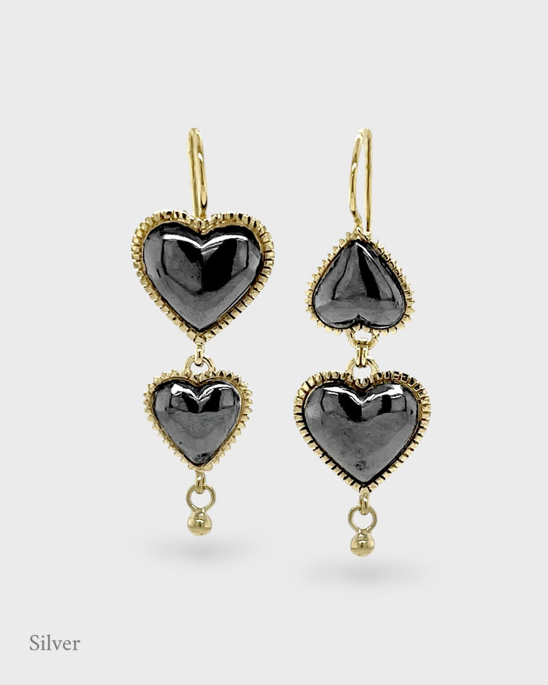 Lola Asymmetrical Heart Earring Drops - Solid Gold