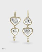 Lola Asymmetrical Heart Earring Drops - Silver & Gold Vermeil