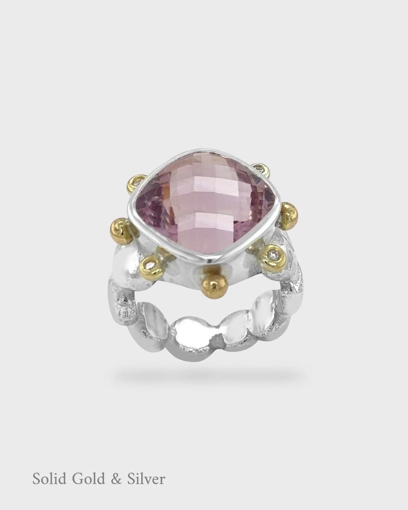 Lucy I Cocktail Ring - Ametrine - 18ct Solid Gold, Silver & Diamonds