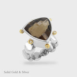 Lucy III Cocktail Ring - Smoky Quartz - 18ct Solid Gold, Silver & Diamonds