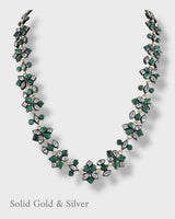 Malena Asymmetrical Gem Necklace - 18ct Solid Gold & Black Silver - Emeralds & Topaz