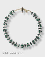Malena Asymmetrical Gem Necklace - 18ct Solid Gold & Black Silver - Emeralds & Topaz