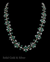 Malena Asymmetrical Gem Necklace - 18ct Solid Gold & Black Silver - Emeralds & Topaz