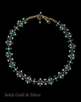 Malena Asymmetrical Gem Necklace - 18ct Solid Gold & Black Silver - Emeralds & Topaz