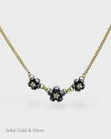 Mini Ophelia Necklace -18ct Solid Gold, Black Silver & Diamonds