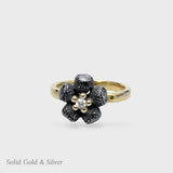 Mini Ophelia Ring - 18ct Solid Gold, Black Silver & Diamonds