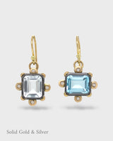 Octavie Earrings - 18ct Solid Gold & Black Silver -Topaz & Diamonds - Simonetta's Jewels Reimagined