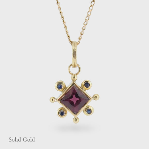 Olivia Pendant - 18ct Solid Gold - Raspberry Rhodolite Garnet