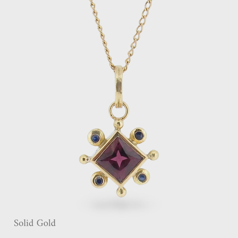 Olivia Pendant - 18ct Solid Gold - Raspberry Rhodolite Garnet