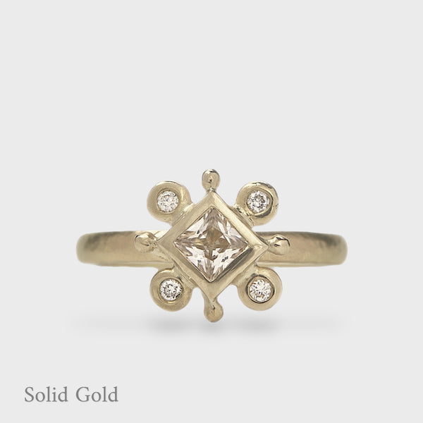 Olivia Ring - Diamonds & Sapphire - Solid Gold