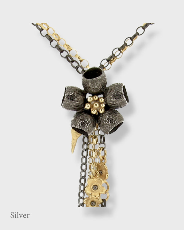 Ophelia Gumnut Flower Necklace - Black Rhodium