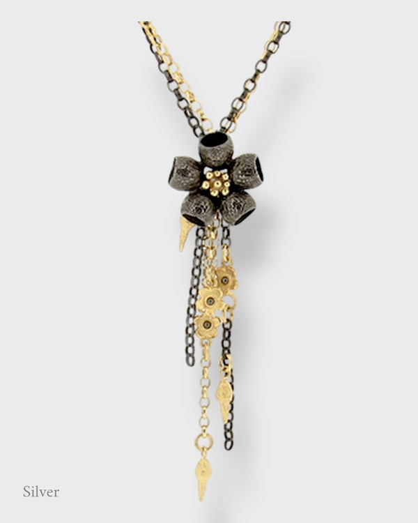 Ophelia Gumnut Flower Necklace - Black Rhodium