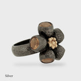 Ophelia Gumnut Flower Ring - Citrines - Black & Gold