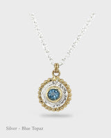 Oriel Pendant - Blue Topaz - Silver Chain