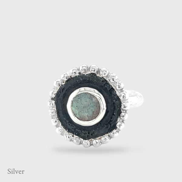 Oriel Ring - Labradorite - Black Silver