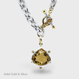 Pippa Pendant 18ct Solid Gold & Silver - Citrine & Diamonds