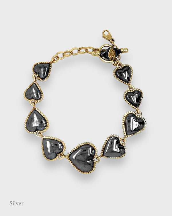 Queen Of Hearts Bracelet - Black & Gold Vermeil