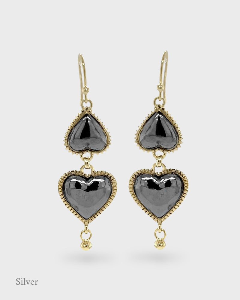 Reverie Heart Earring Drops - Silver & Gold Vermeil