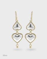 Reverie Heart Earring Drops - Silver & Gold Vermeil