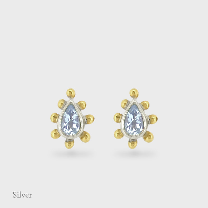 Rimini Stud Earrings - Aquamarine