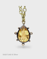 Sandra Pendant - 18ct Solid Gold & Black Silver - Citrine & Diamonds - Simonetta's Jewels Reimagined