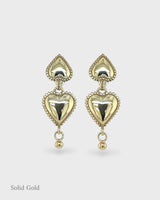 Small Reverie Heart Earring Drops - Solid Gold