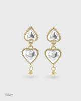 Small Reverie Heart Earring Drops - Silver & Gold Vermeil