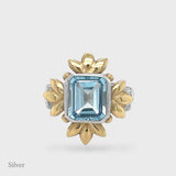 Sun Of Lotus - Cocktail Ring - Blue Topaz