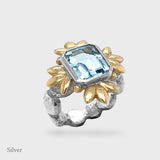 Sun Of Lotus - Cocktail Ring - Blue Topaz