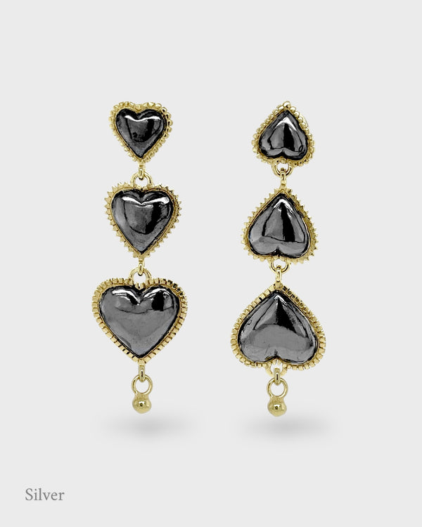 Temple Triple Heart Earring Drops